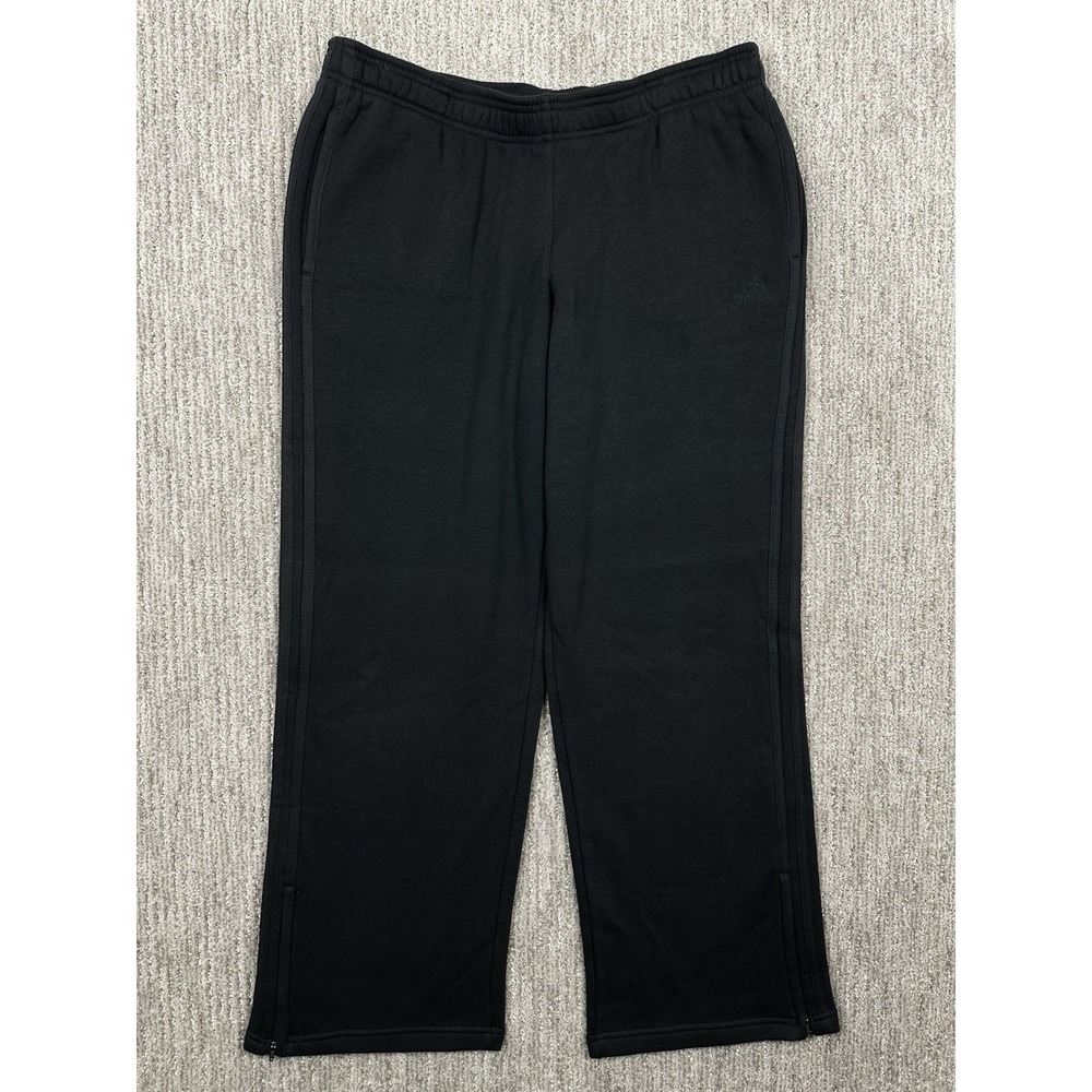 NWT Adidas Black Fleece Sweatpants Womens L Wide Leg Drawstring Lounge Pants